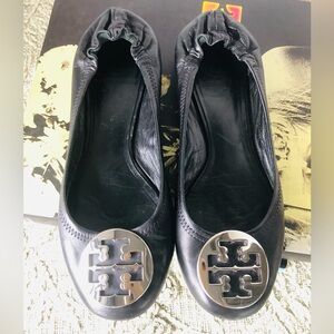 Tory Burch Black Leather Size 8.5 Ballet Slippers